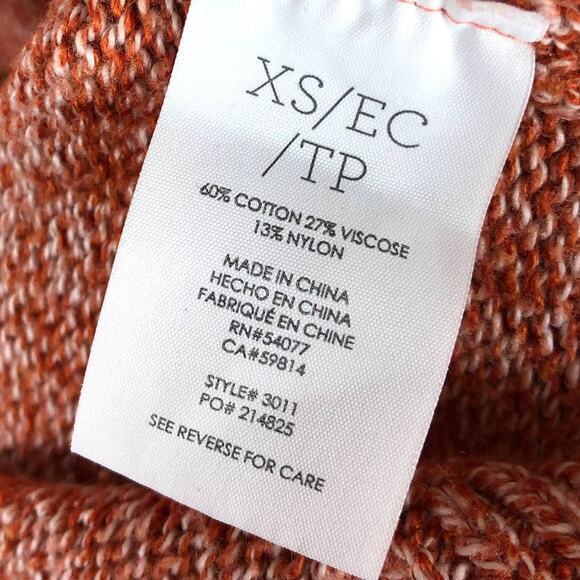 Cabi Orange Marled Knit Pullover Sweater XS Dolman Sleeve Fold Over Neck Cozy - Picture 11 of 12